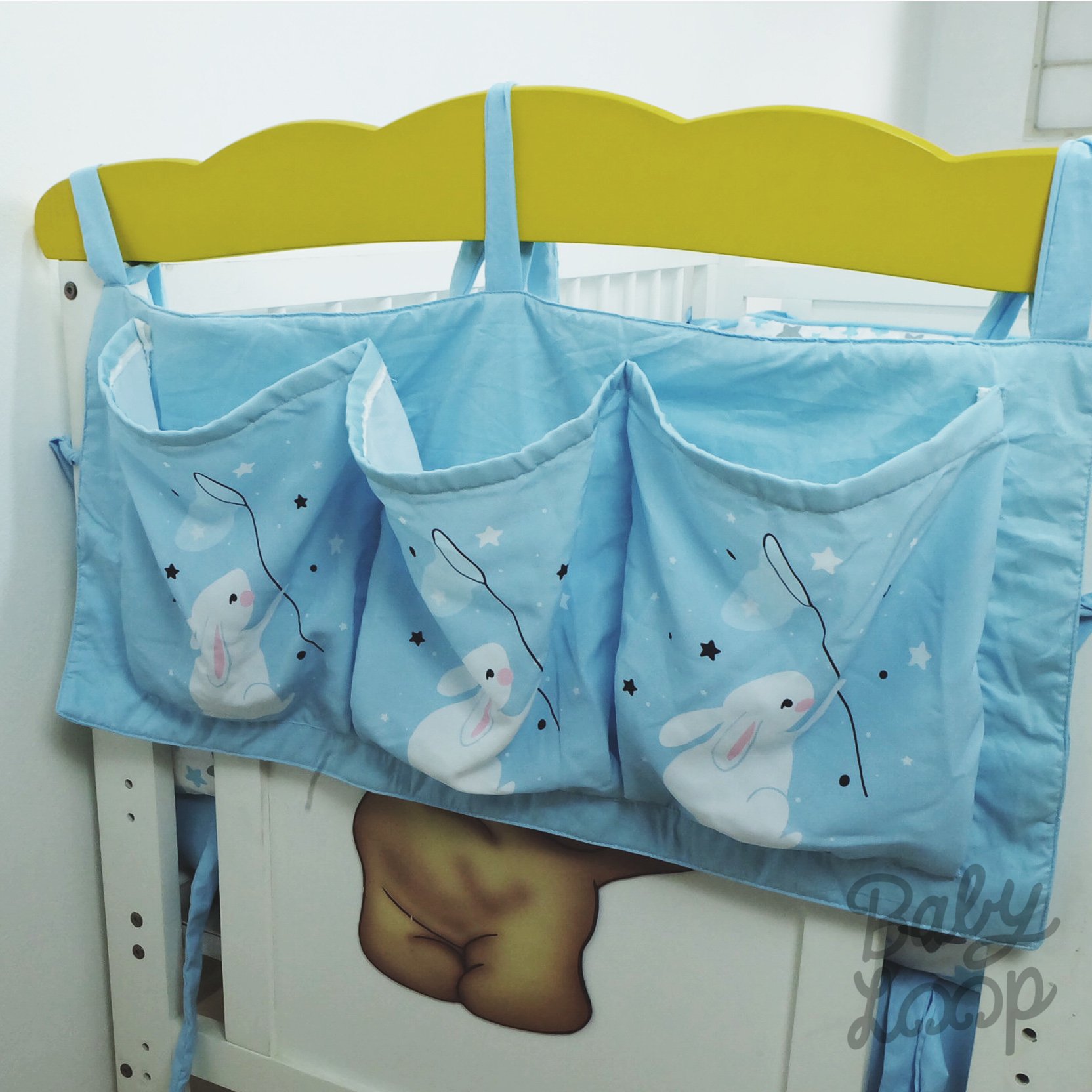 Crib Organizer 3 Pocket - Printed Cotton (Pre Order) - Baby Loop