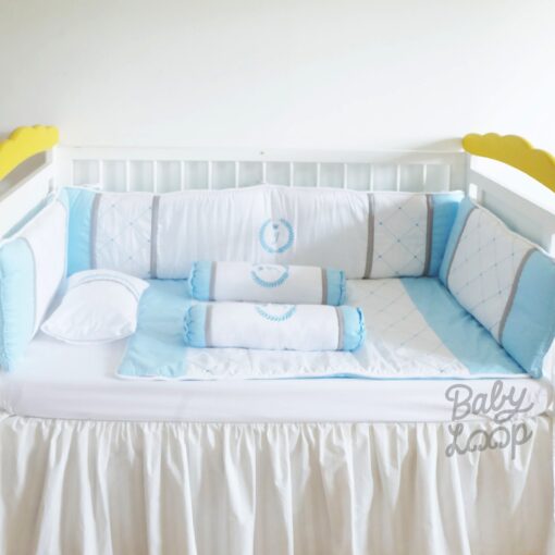 Bedding Diamond Set White Grey Blue Bontol (Pre Order)