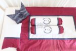 Bed Cover Set Infant Maroon White (Pre Order)