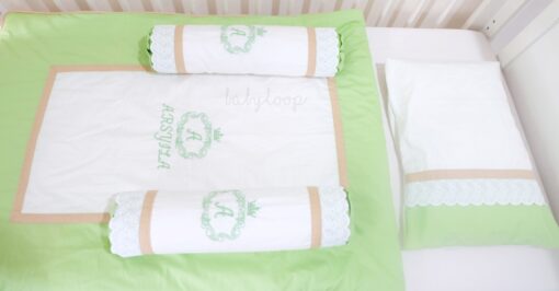 Bed Cover Set Toddler Green White (Pre Order)