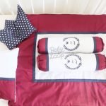 Bed Cover Set Toddler Maroon White (Pre Order)