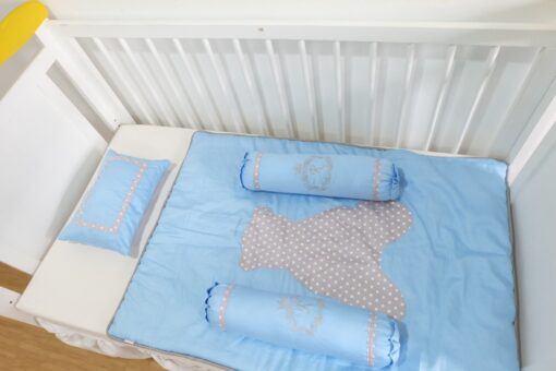 Bed Cover Set Toddler Blue Grey Bear (Pre Order)