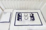 Bed Cover Set Toddler White Navy (Pre Order)