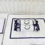 Bed Cover Set Toddler White Navy (Pre Order)
