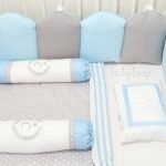 Bedding Special Bumper Pagar Grey Polka Blue (Pre Order)