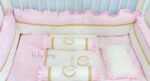 Bedding Lace Set White Pink Gold Ruffles (Pre Order)