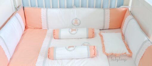 Bedding Lace Set White Peach Grey (Pre Order)