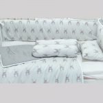 Bedding Printed Cotton Set Rabbit Grey  Mix White (Pre Order)