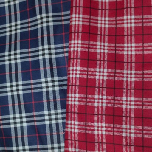 Red Navy Grid - Japanese Cotton
