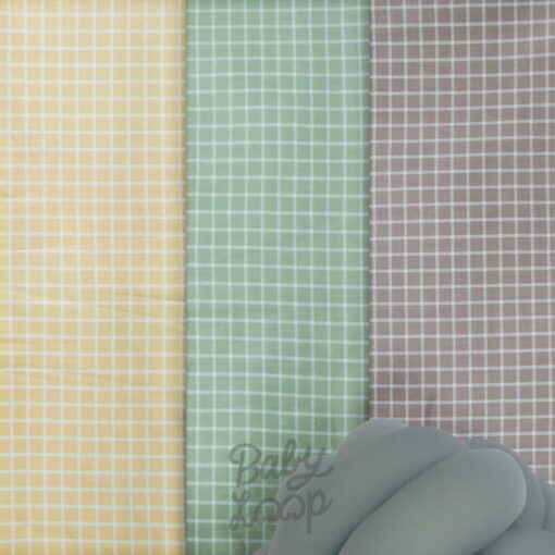JP KJ Small Grid Yellow, Green, Beige - Japanesse Cotton