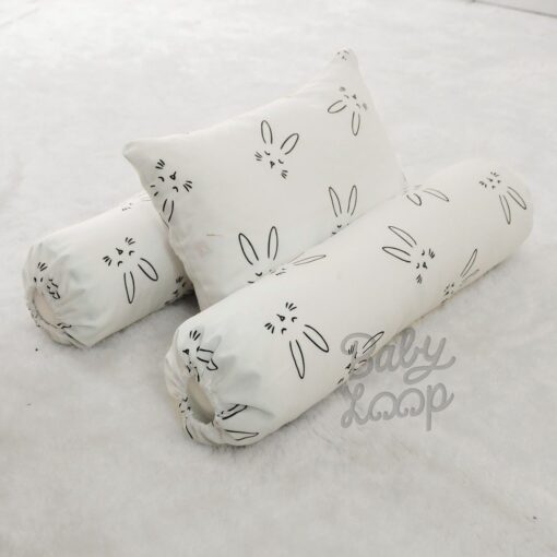 Rabbit Black and White Pillow and Bolster Set Printed