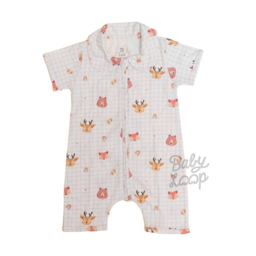 Romper Baby Loop Original Grid White 0-18 Bulan Katun Bambu - Baby Loop - BabyLoop