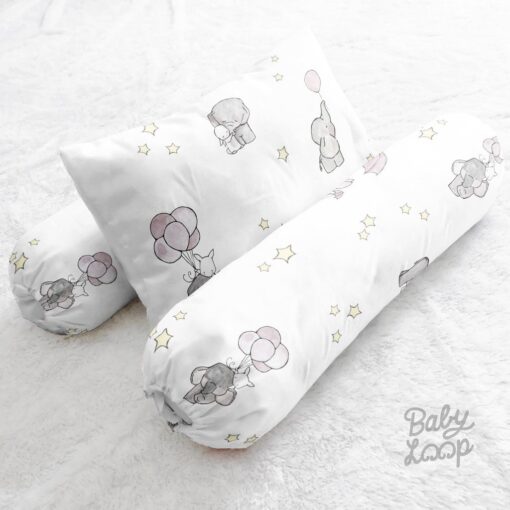 Baby Bunny Elephant Pillow and Bolster Set Printed - Bantal Guling - Baby Loop - BabyLoop