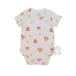 Bodysuit Baby Loop Original Grid White 0-12 Bulan Katun Bambu - 0