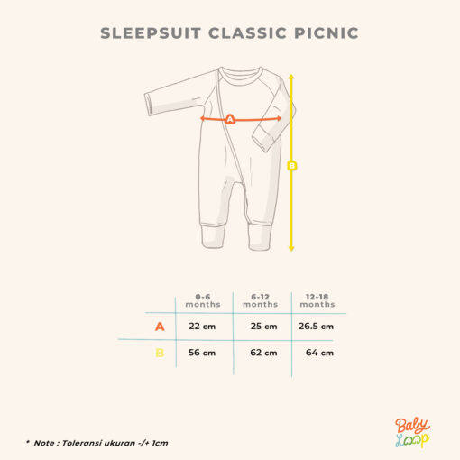 Sleepsuit Classic Picnic - Baju Anak 0-18 bulan - Baby Loop - Image 2