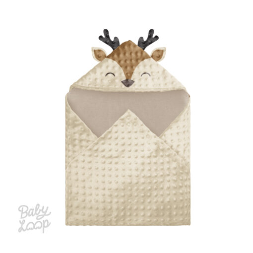 Hoodie Blanket Minky Deer Inner Bamboo Cotton - Selimut Bayi & Anak - Baby Loop - Image 2