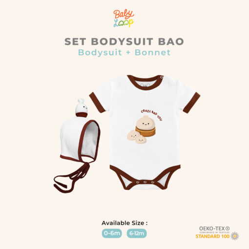 Baju Bayi Bapau - Set Bodysuit dan Bonnet Bao - Baby Loop