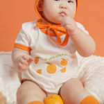Baju Bayi Jeruk - Set Bodysuit dan Bonnet Orange - Baby Loop - Image 3