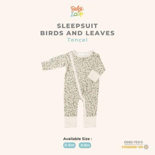 Baju Bayi - Sleepsuit Tencel Birds And Leaves - Baby Loop